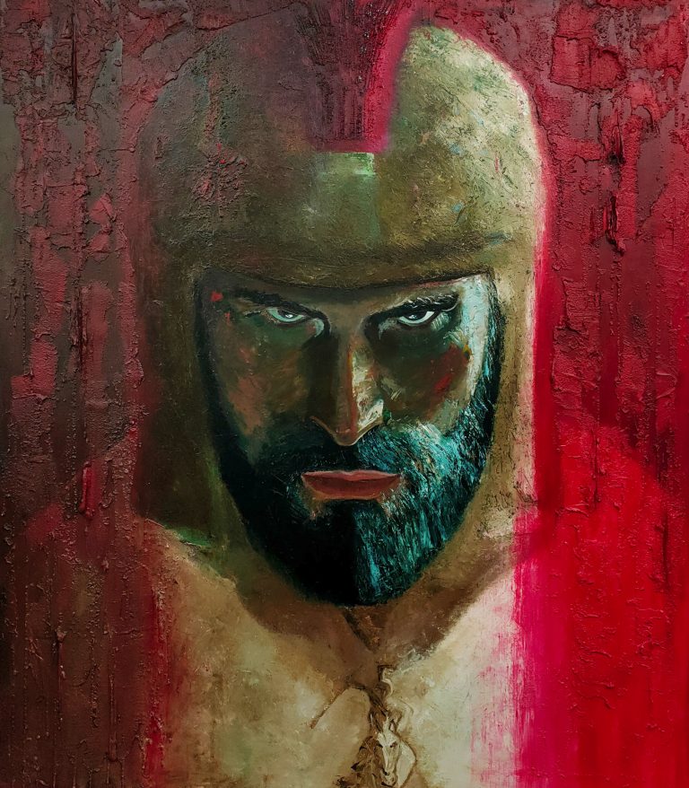 INVENCIBLE, 2024 cuadro, retrato, guerrero, ibero, celtibero, historia, lucha, oleo, pintura, museo, galería, venta online, raquelmartinezvicedo