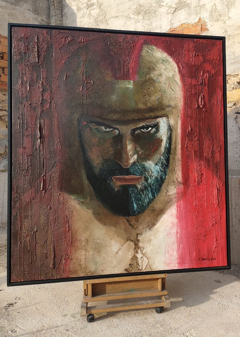 INVENCIBLE, 2024 cuadro, retrato, guerrero, ibero, celtibero, historia, lucha, oleo, pintura, museo, galería, venta online, raquelmartinezvicedo