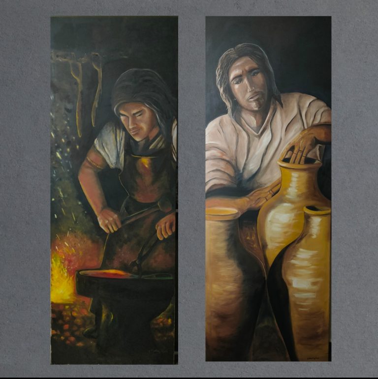 El ceramista de Íllice Ceramista, ibero, cuadro, pintura, oleo, arte, museo, historia, españa, iberico,