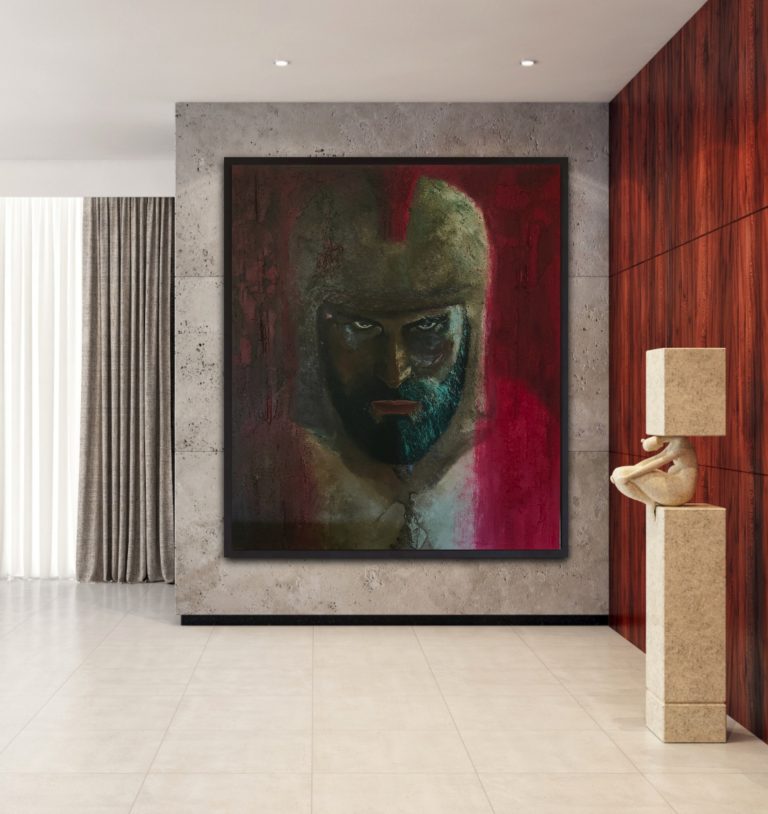 INVENCIBLE, 2024 cuadro, retrato, guerrero, ibero, celtibero, historia, lucha, oleo, pintura, museo, galería, venta online, raquelmartinezvicedo